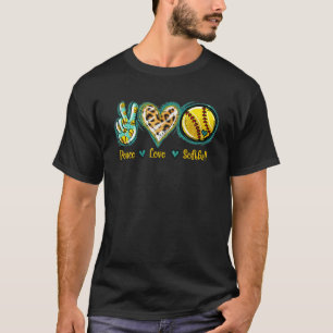 Leopard Peace Love Softball Mum Softball Game Day T-Shirt