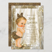 Leopard Pearl Glam Girly Baby Shower Invitation (Front/Back)