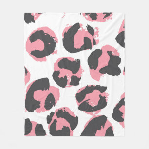 Leopard Pelt: Black Pink Texture Fleece Blanket
