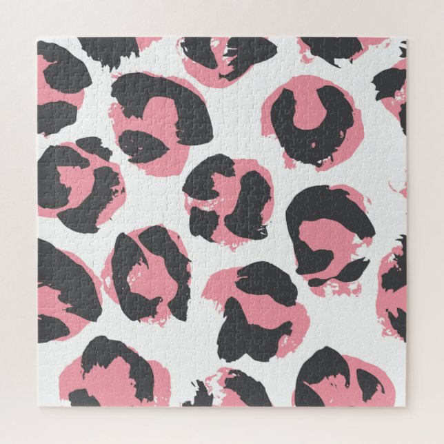 Leopard Pelt: Black Pink Texture Jigsaw Puzzle (Vertical)