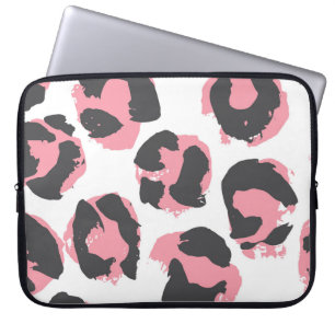 Leopard Pelt: Black Pink Texture Laptop Sleeve