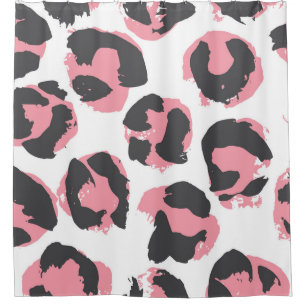 Leopard Pelt: Black Pink Texture Shower Curtain
