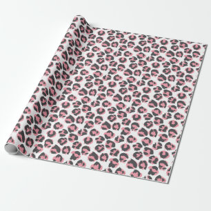 Leopard Pelt: Black Pink Texture Wrapping Paper