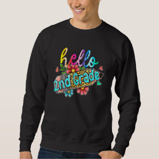 Leopard Pencil Hello 2nd Grade Back To School Kids Sweatshirt
