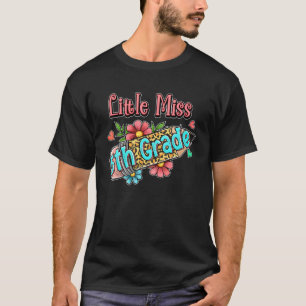 Leopard Pencil Little Miss 5th Grade Back To Schoo T-Shirt