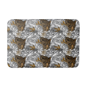 Leopard & Peonies Pattern Bath Mat