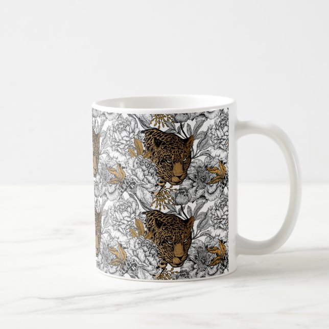 Leopard & Peonies Pattern Coffee Mug (Right)