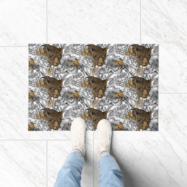 Leopard & Peonies Pattern Doormat (Indoor)