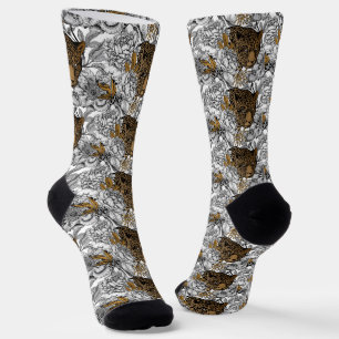 Leopard & Peonies Pattern Socks