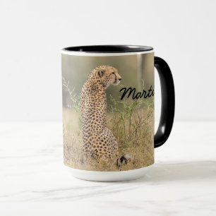 Leopard Personalize Name Black Interior Gift Mug