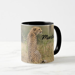 Leopard Personalize Name Black Interior Gift Mug