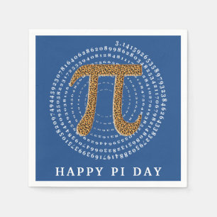 Leopard Pi 3.14 Spiral Number Happy Pi Day Blue Napkin