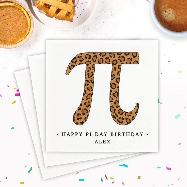 Leopard Pi Symbol Happy Pi Day Birthday Napkin (Creator Uploaded)