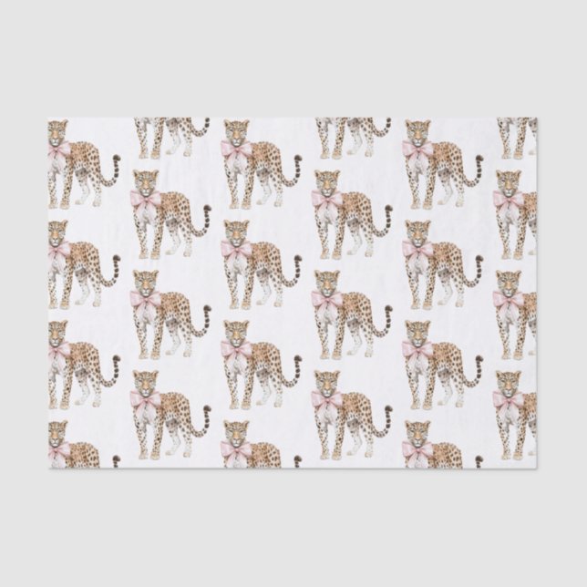 Leopard Pink Bow Birthday Tissue Paper (Front)