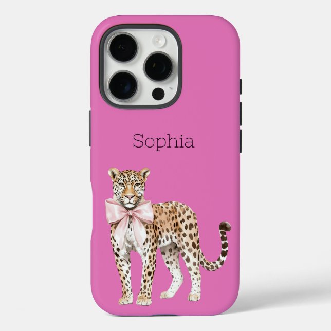 Leopard Pink Bow   Case-Mate iPhone Case (Back)