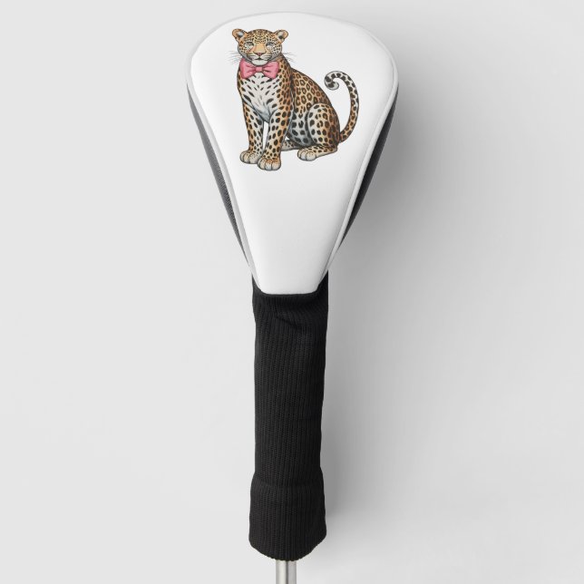 Leopard Pink Coquette Bow Girly Sublimation Art Golf Head Cover (Front)