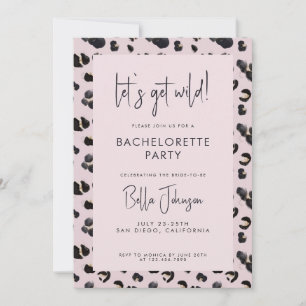 Leopard Pink Let's Get Wild Bachelorette Invitation