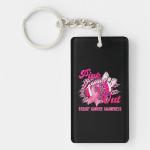 Leopard Pink Out Football Tackle Breast Cancer Key Ring