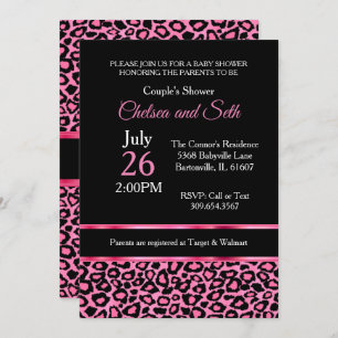 Leopard Pink Pattern  Pink   Baby Girl Shower 🤰 Invitation