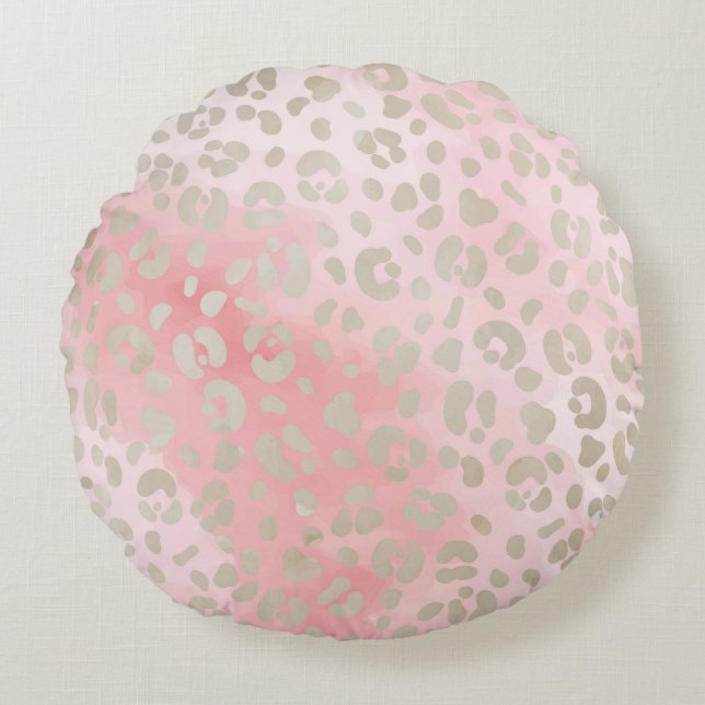 Leopard Pink Pattern Round Cushion (Front)