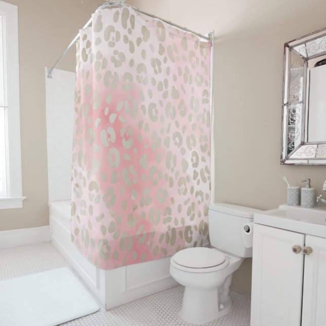 Leopard Pink Pattern Shower Curtain (In Situ)