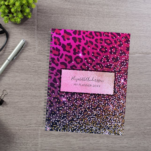 Leopard pink purple black sparkle glam girly 2023 planner (Creator Uploaded)