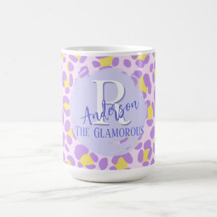 Leopard Pink Purple Yellow Personalised Coffee Mug