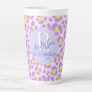 Leopard Pink Purple Yellow Personalised Latte Mug