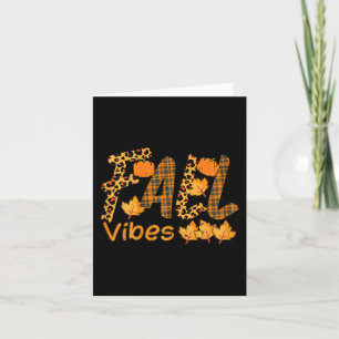 Leopard Plaid Fall Vibe Autumn Thanksgiving Women Card