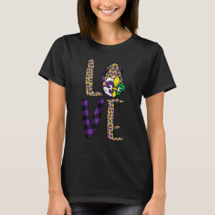 Leopard Plaid Love Nordic Gnome Cute Mardi Gras Wo T-Shirt