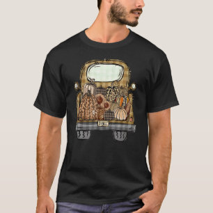 Leopard Plaid Pumpkin Truck Fall Vibes Autumn Than T-Shirt