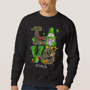 Leopard Plaid Shamrock LOVE CNA Life Gnome St Patr Sweatshirt