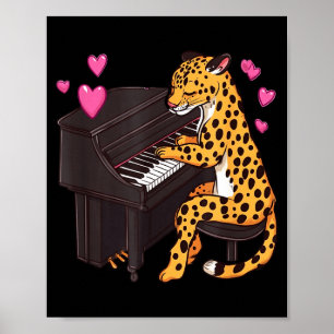 Leopard Playing Ano Valentines Day Funny Leopard  Poster