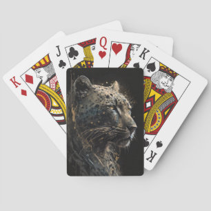 Leopard Portrait Animal Nature Wildlife Dark Paint Playing Cards