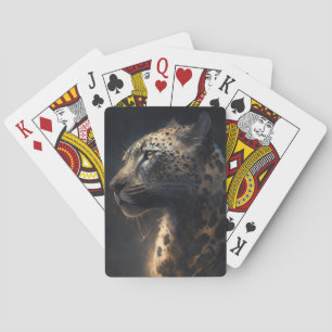 Leopard Portrait Animal Nature Wildlife Dark Paint Playing Cards