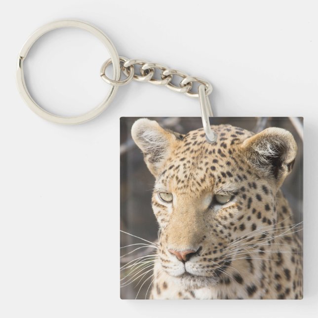 Leopard portrait photo key ring (Front)