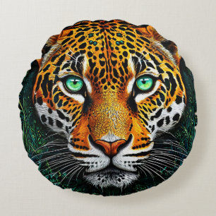 Leopard portrait round cushion