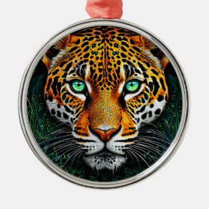 🐆 Leopard Portrait Safari Christmas Animal Gift Metal Ornament