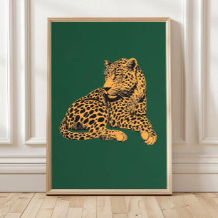 Leopard Poster Print Green Emerald Wall Art ,Maxim