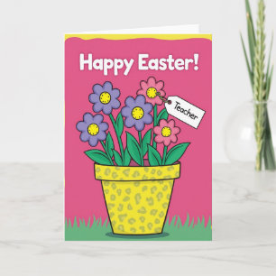 Leopard Pot Easter Teacher Card