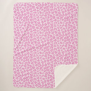 Leopard Preppy Pink Line Sherpa Blanket