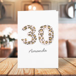 Leopard Print 30 | Modern Cute Name 30th Birthday Card<br><div class="desc">Simple, stylish and trendy leopard print age 30 greeting card in brown and black animal print on a pale pink background. The name and inside message in modern script can be easily personalized for a truly unique 30th birthday card for your loved one's special day! The design is also available...</div>