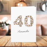 Leopard Print 40 | Modern Cute Name 40th Birthday Card<br><div class="desc">Simple, stylish and trendy leopard print age 40 greeting card in brown and black animal print on a pale pink background. The name and inside message in modern script can be easily personalized for a truly unique 40th birthday card for your loved one's special day! The design is also available...</div>