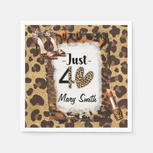 Leopard print 40th birthday Party with your name Napkin