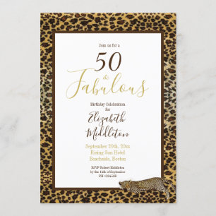 Leopard Print 50 and Fabulous Modern Birthday Invitation