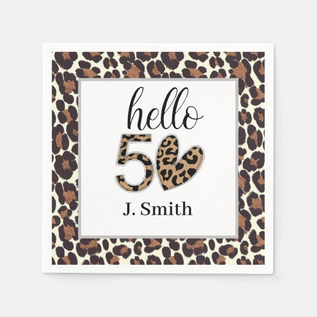 Leopard print 50th Birthday  Napkin (Front)