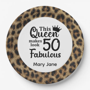 Leopard Print 50th Birthday  Paper Plate