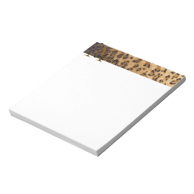 Leopard Print A monogram initials Notepad (Rotated)