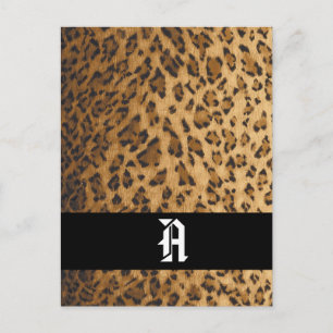 Leopard Print A monogram initials Postcard