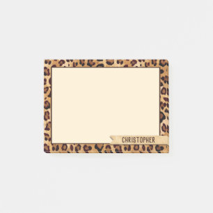 Leopard Print Add Your Name Border Post-it Notes